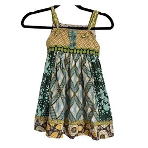 Matilda Jane Platinum Size 6 Dress Green Yellow Multi print Tiered Dress